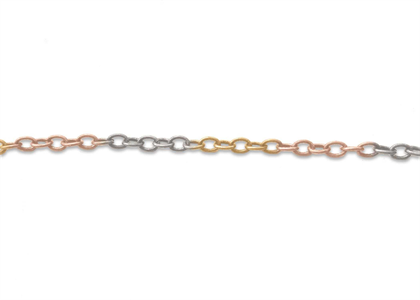 Three Tone Plated 2 mm Link Chain